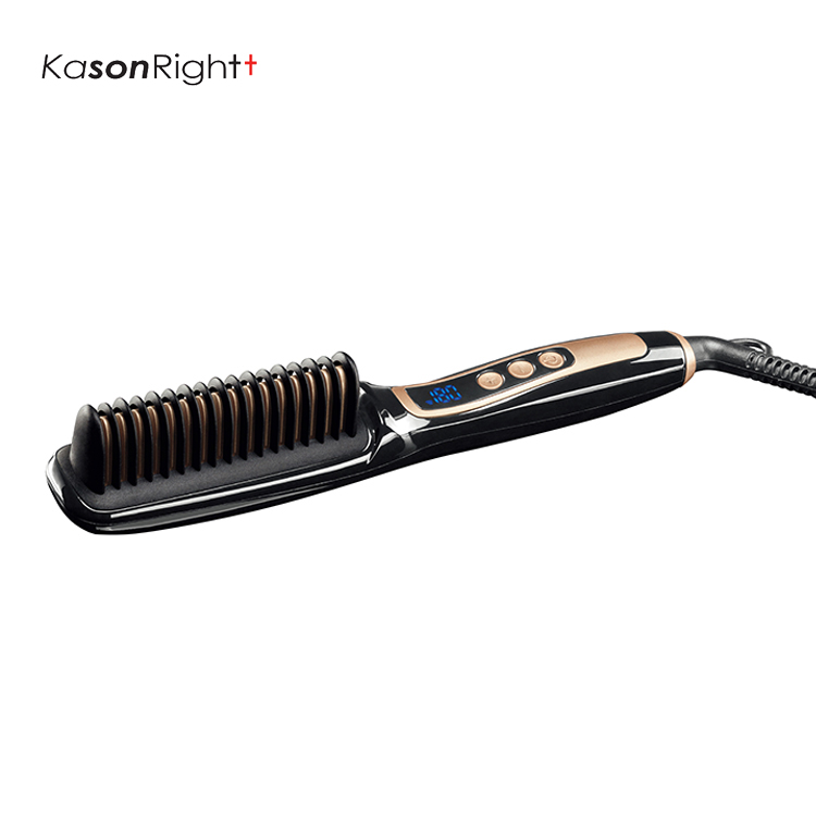 Display a LED Spazzola ionica 2 in 1 per lisciare i capelli, spazzola lisciante in ceramica antiscottatura