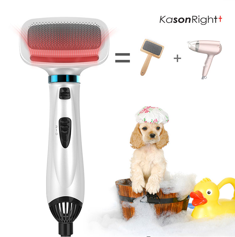 Spazzola per affettare cani e gatti portatile da 300 W Asciugacapelli per animali domestici 2 in 1, Asciugacapelli e spazzola per toelettatura di animali domestici a basso rumore